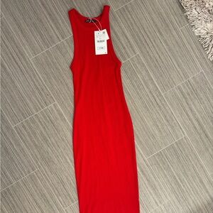 Zara red fitted tank dress